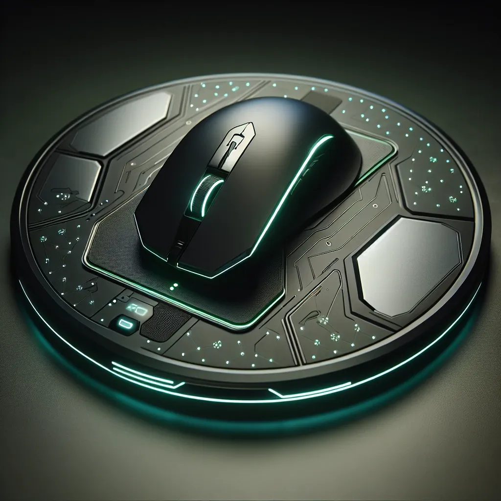 "Razer mouse pad with integrated wireless charging technology, showcasing sleek design and functionality in gaming setup."