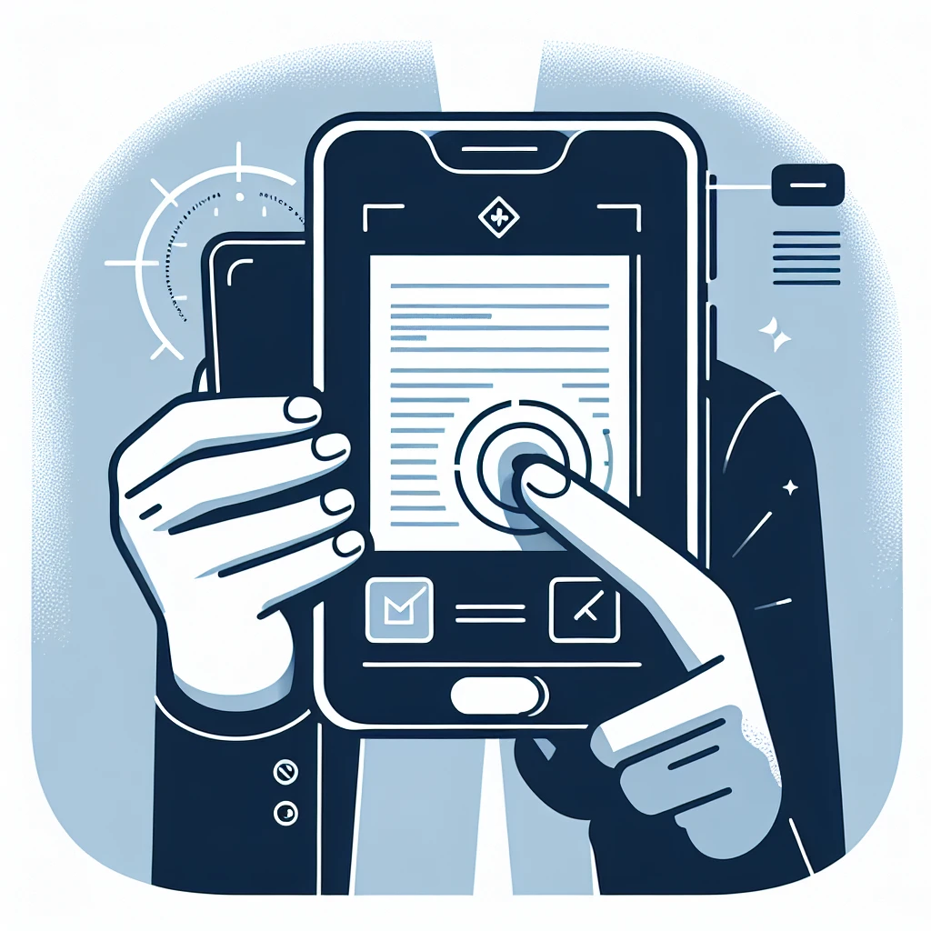 "Smartphone com câmera focada em digitalizar documentos, ilustrando técnicas profissionais para capturar imagens nítidas e bem iluminadas, como descrito no artigo 'Como usar a câmera do smartphone para digitalizar documentos como um profissional'."