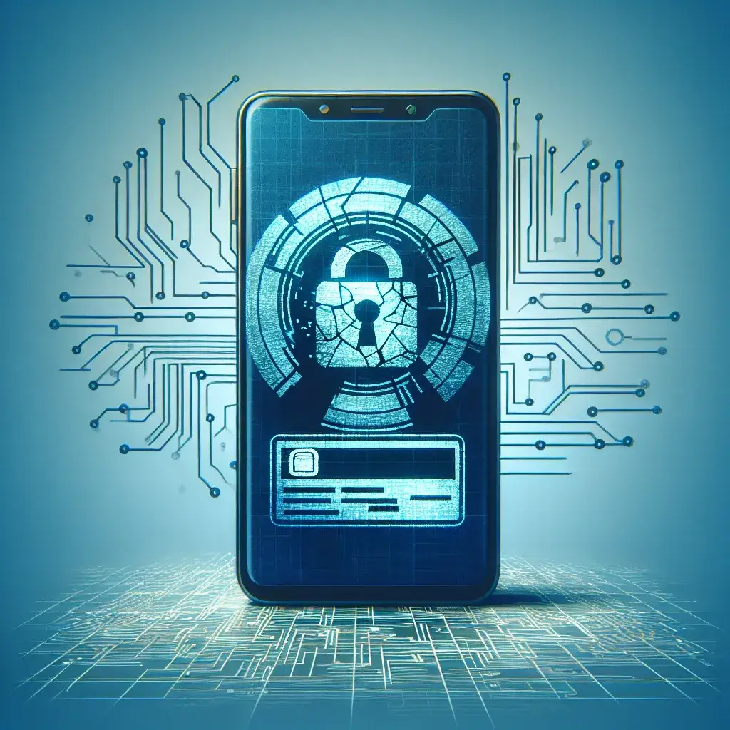 "Ilustração de falha em aplicativo bancário que permite transferência sem autenticação, destacando a vulnerabilidade em sistemas financeiros digitais."